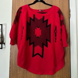 Red quarter length sleeve sweater
